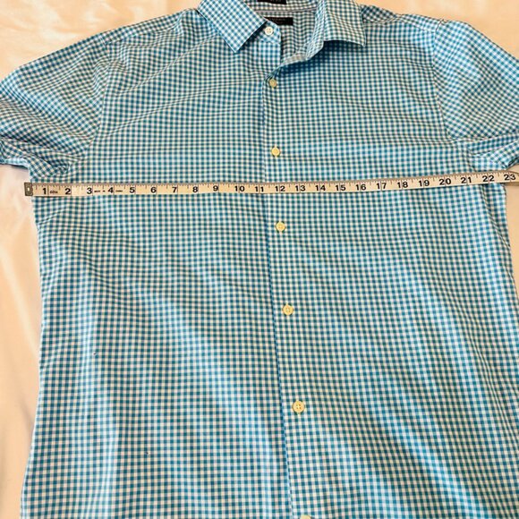 Banana Republic Grant Fit Stretch Long Sleeve Non Iron Blue Plaid Size L - Picture 4 of 8